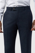 Navy Textured Men's Suit Trousers