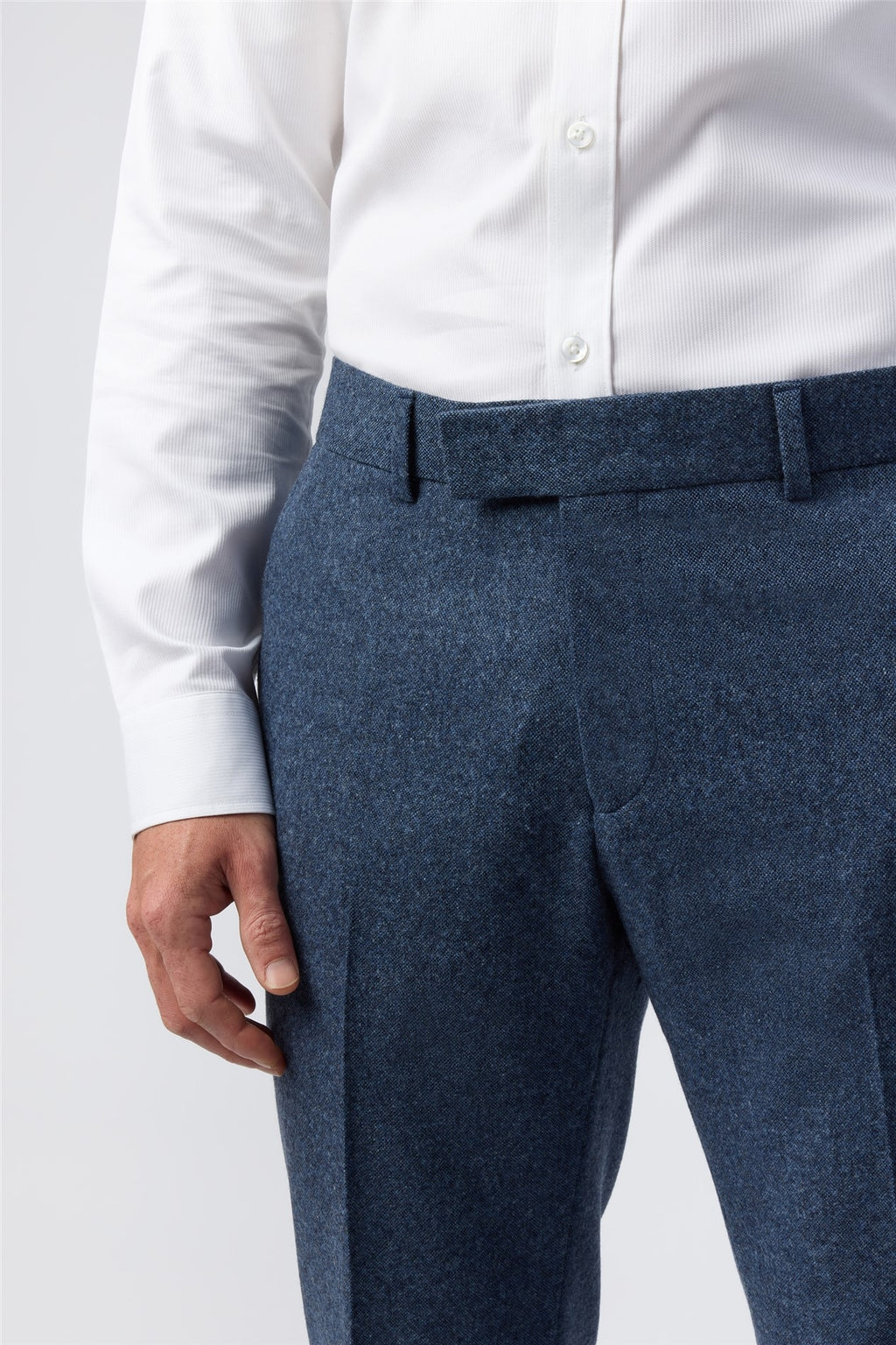 Textured Blue Men's Suit Trousers