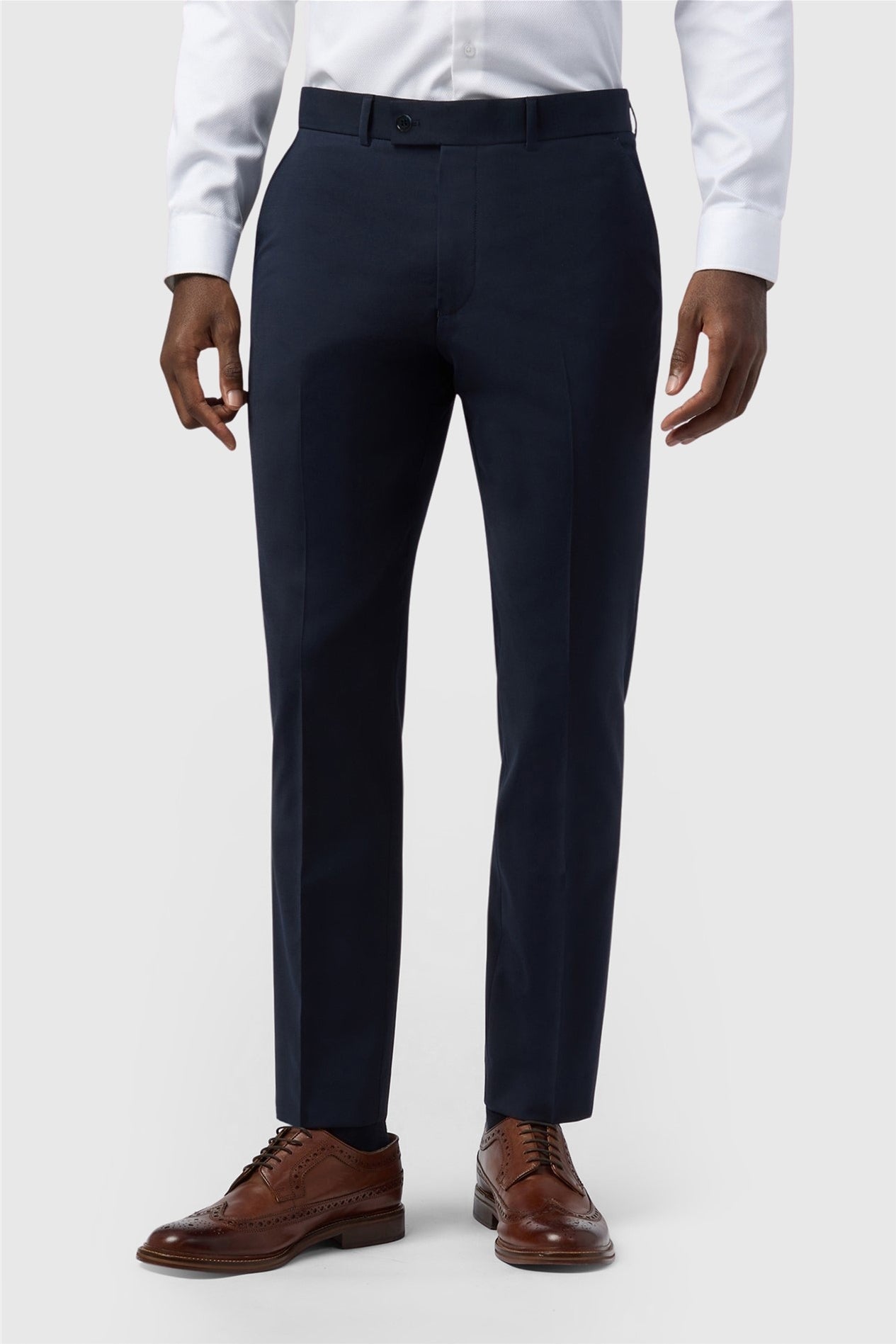 Navy Wool Blend Men's Suit Trousers Main image