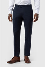 Navy Wool Blend Men's Suit Trousers