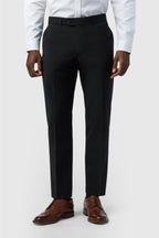 Black Wool Blend Men's Suit Trousers