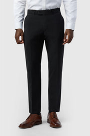 Black Wool Blend Men's Suit Trousers