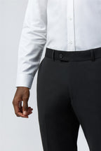 Black Wool Blend Men's Suit Trousers