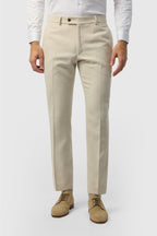 Ecru Herringbone Men's Suit Trousers