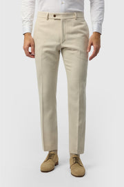 Ecru Herringbone Men's Suit Trousers
