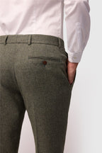 Sage Green Herringbone Men's Suit Trousers