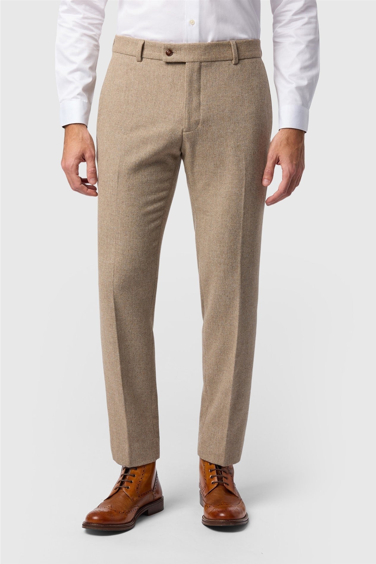 Camel Herringbone Men's Suit Trousers Main image