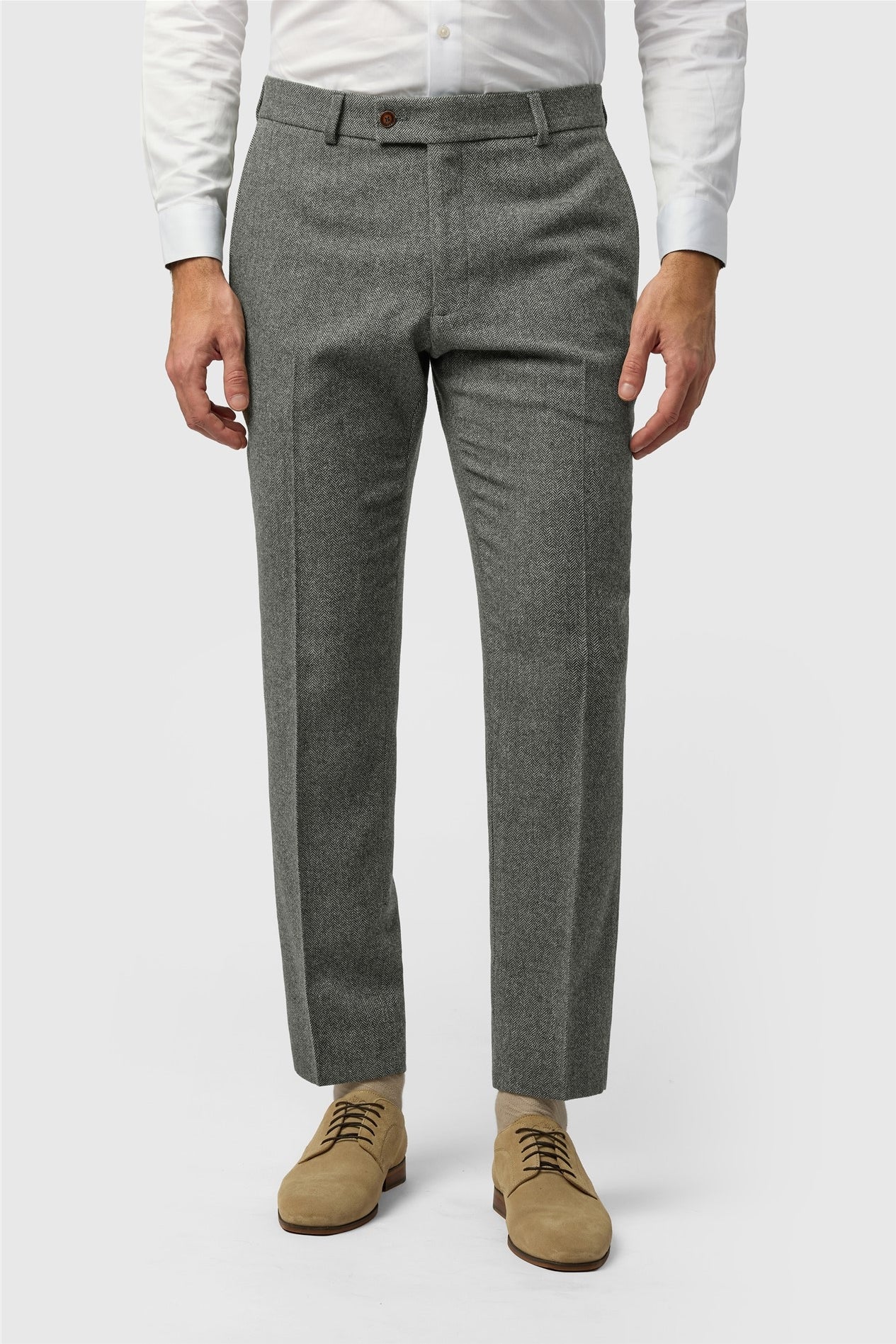 Gray Herringbone Men's Suit Trousers Main image