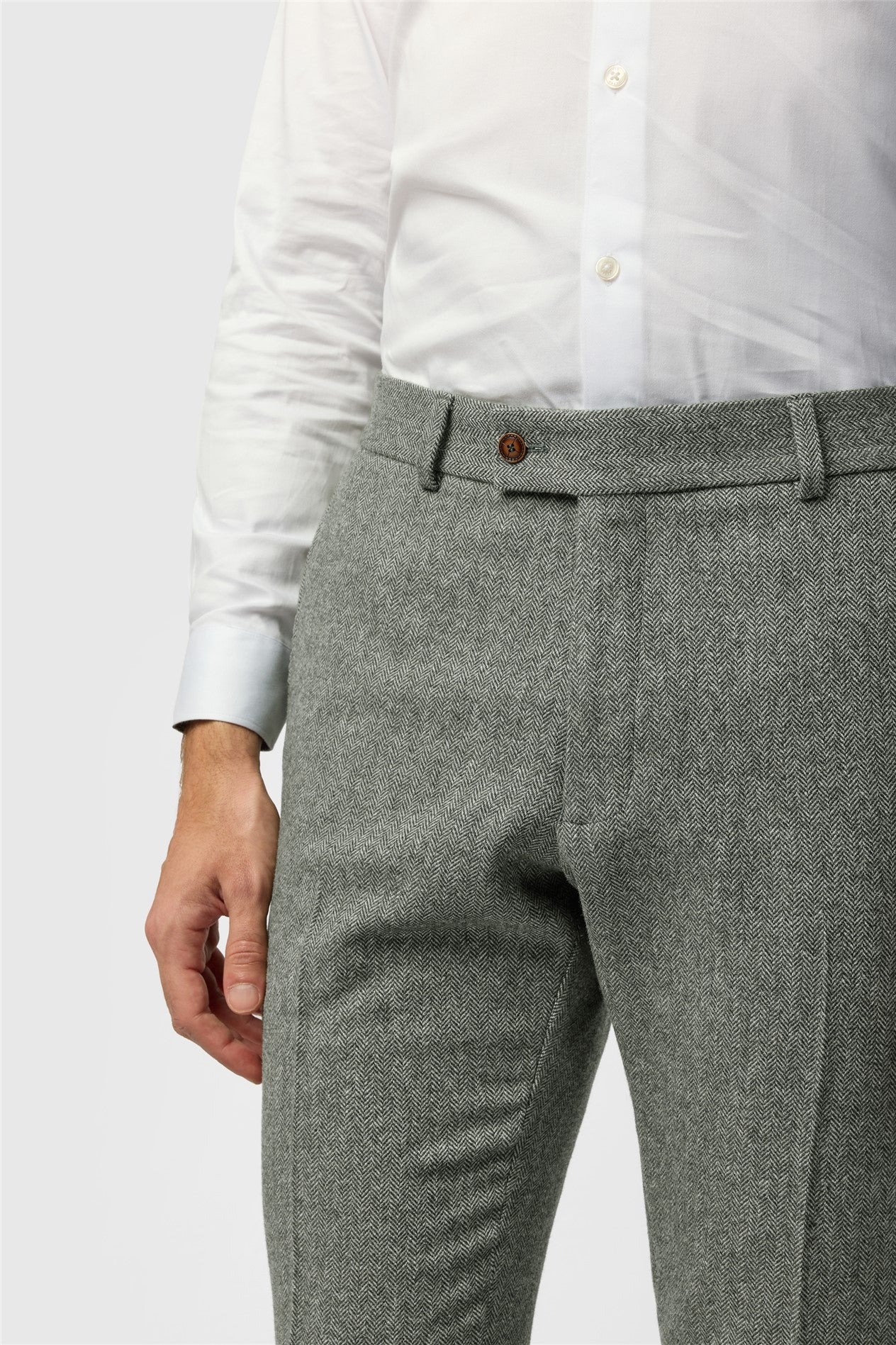 Gray Herringbone Men's Suit Trousers Secondary image