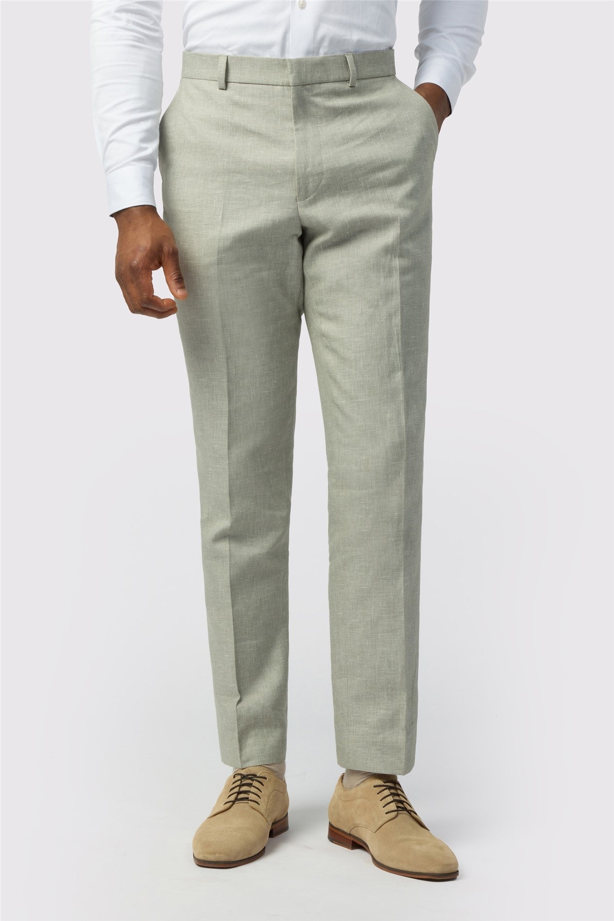 Sage Green Linen Men's Suit Trousers Main image