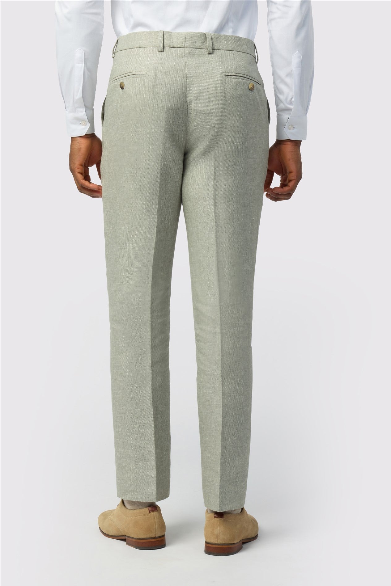 Sage Green Linen Men's Suit Trousers Secondary image