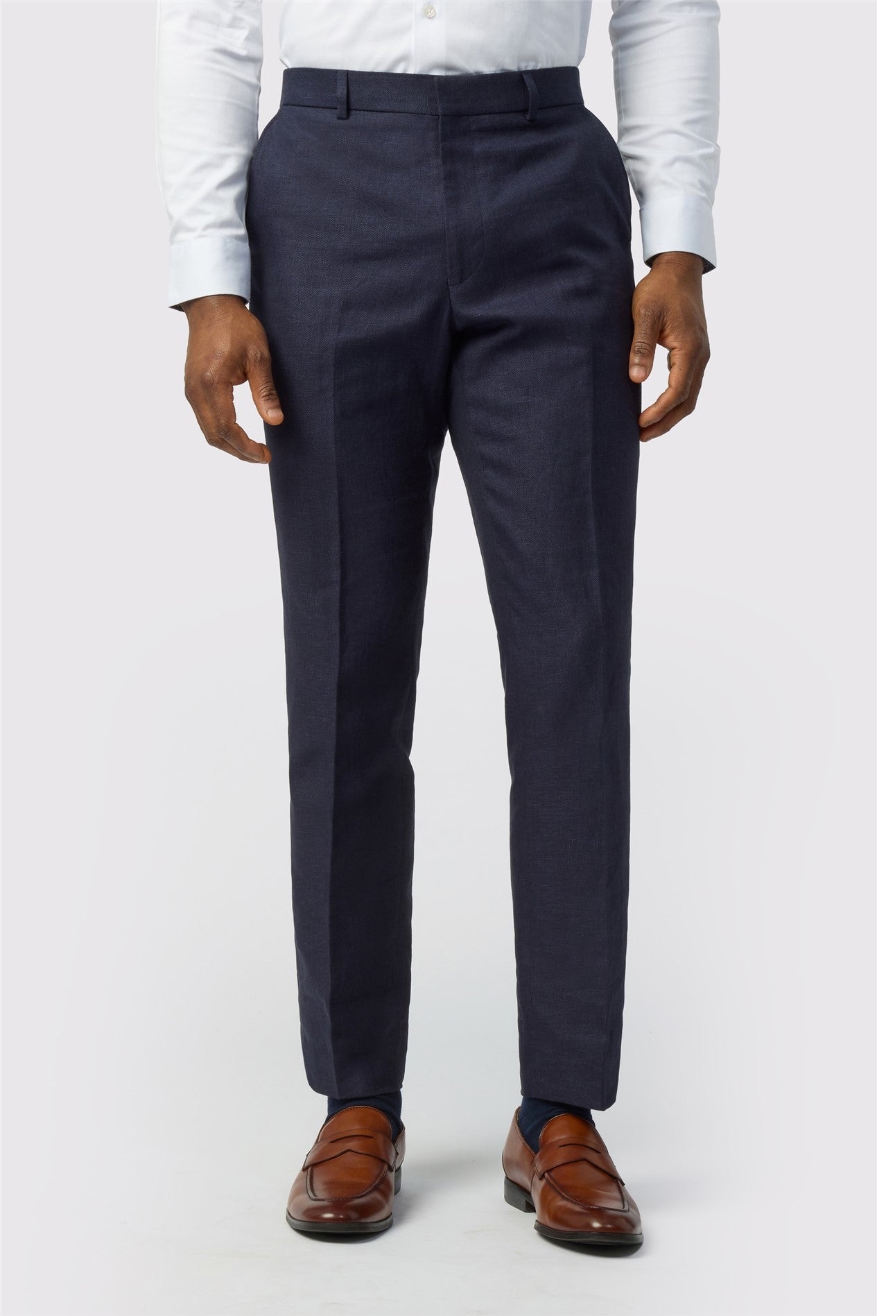 Navy Linen Men's Suit Trousers Main image