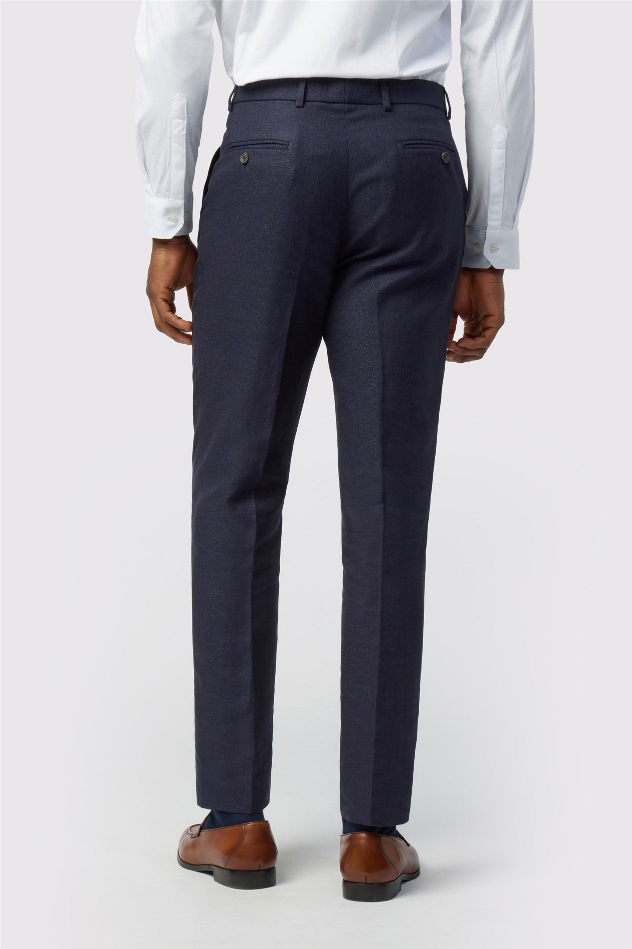 Navy Linen Men's Suit Trousers Secondary image