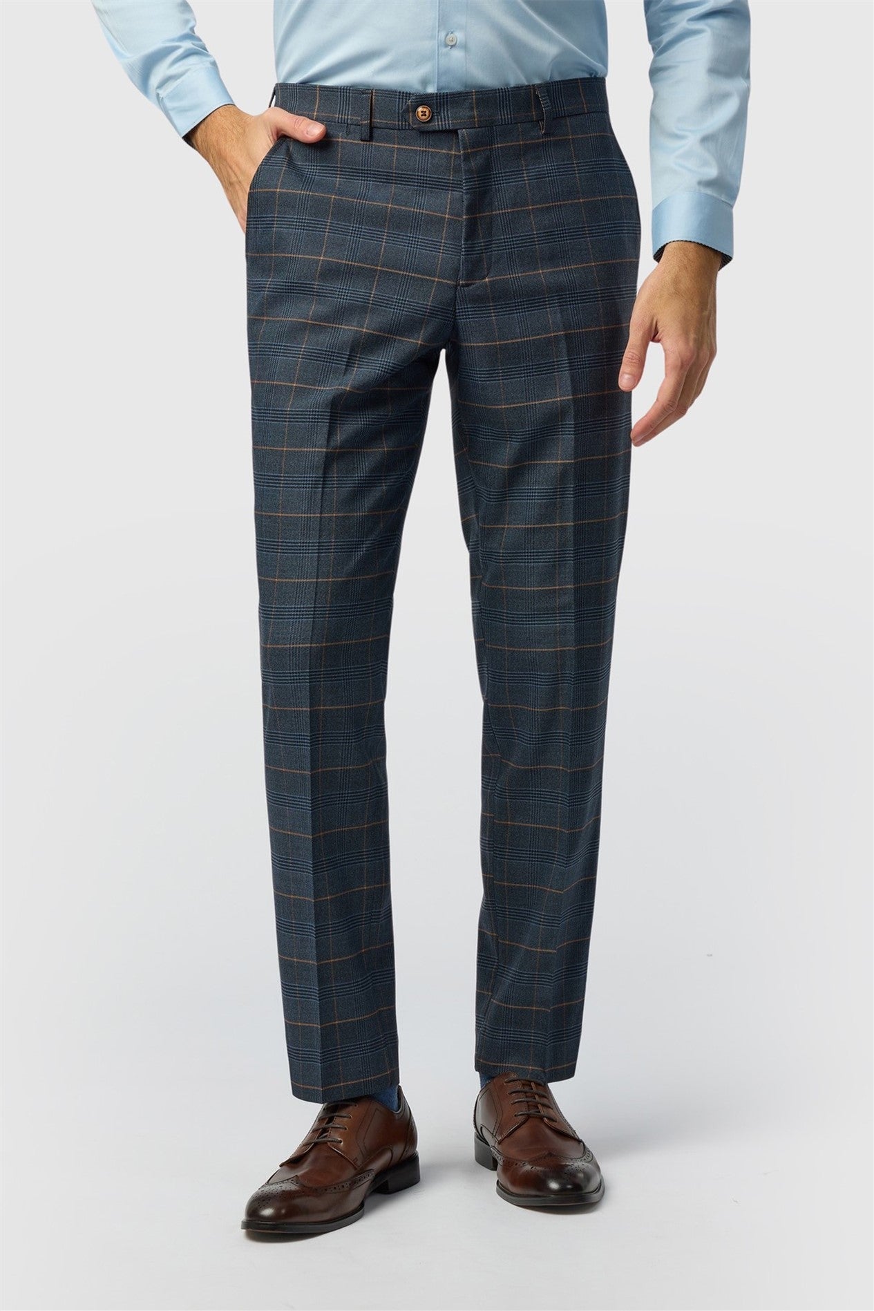 Formal Navy Check Men's Suit Trousers Main image