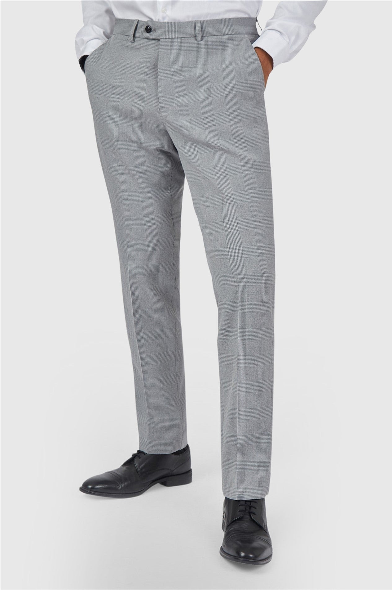 Modern Gray Check Men's Suit Trousers Main image