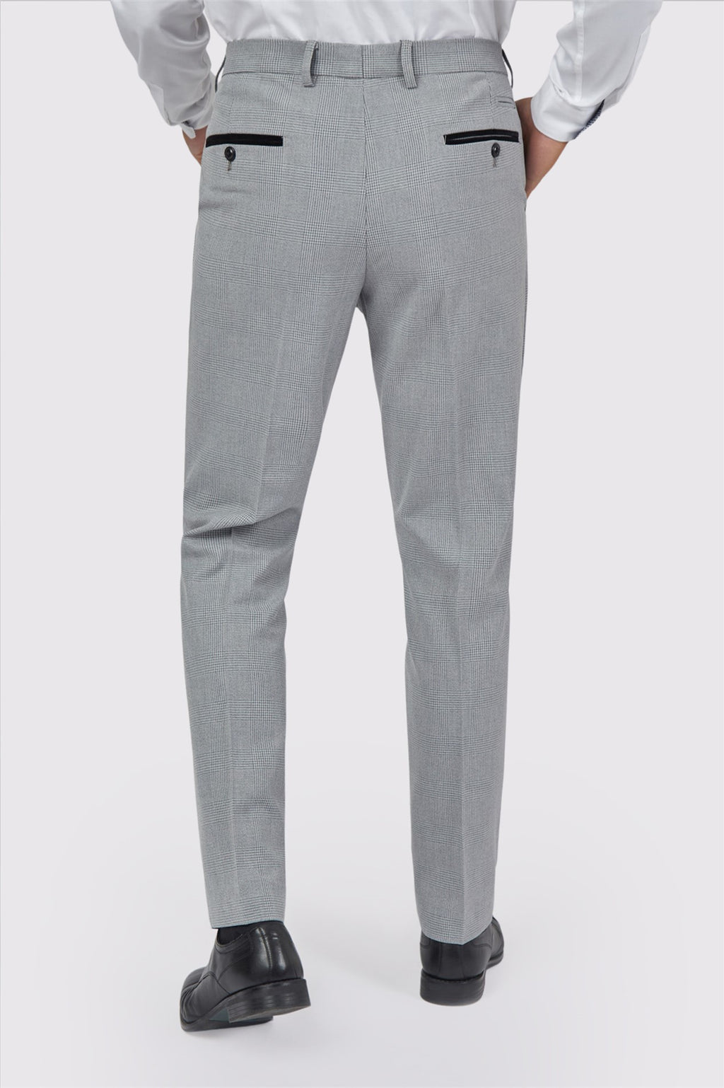 Modern Gray Check Men's Suit Trousers