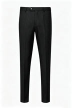 Black Striped Men's Suit Trousers