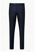 Navy Striped Men's Suit Trousers